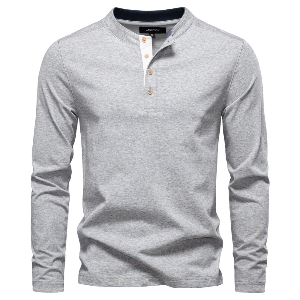 Herren Langarm-Henley-Shirt mit eleganten Druckknöpfen und bequemer Passform Krohn-e
