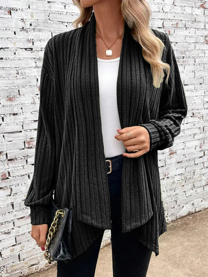 Damen lässiger Strickcardigan mit markantem Rippdesign Krohn-e