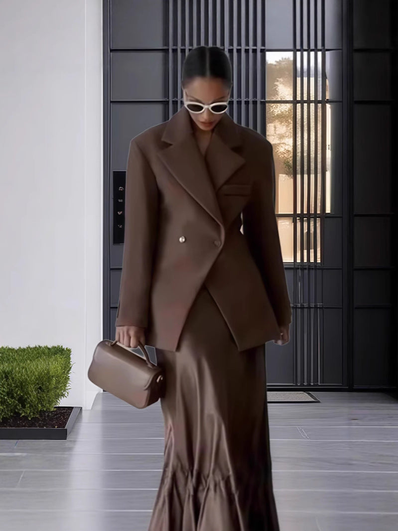 Damen Eleganter Doppelreiher-Blazer mit edlem Schnitt und hohem Kragen Krohn-e