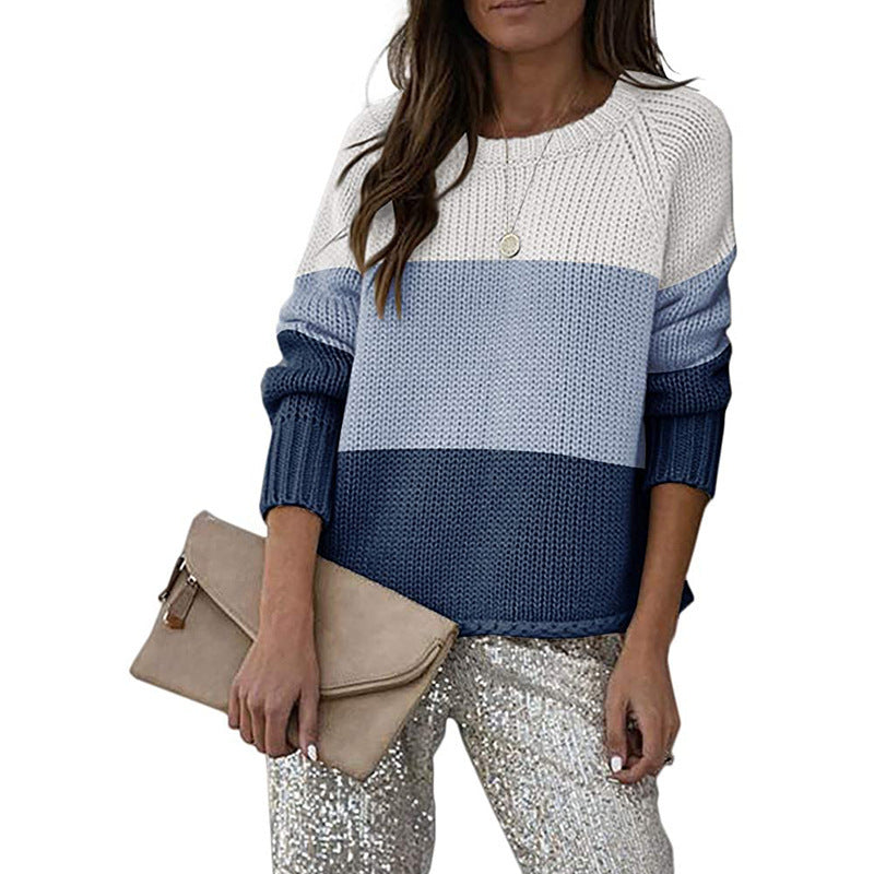 Krohn-e | Zweifarbiger Strickpullover mit Blockmuster Acryl Lässig und Komfortabel