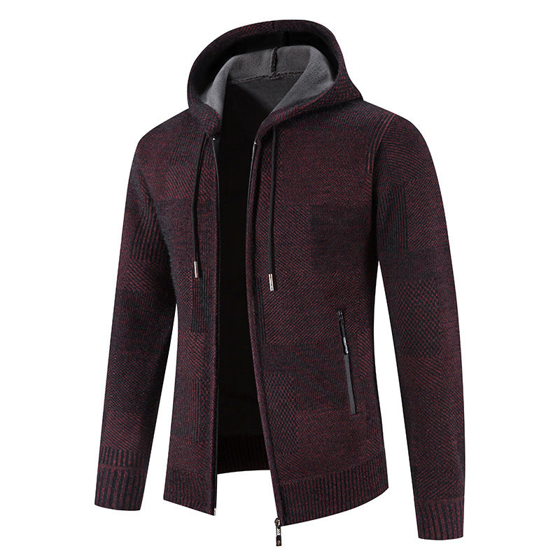 Herren Strickjacke mit Kapuze und modernen Strukturelementen Krohn-e