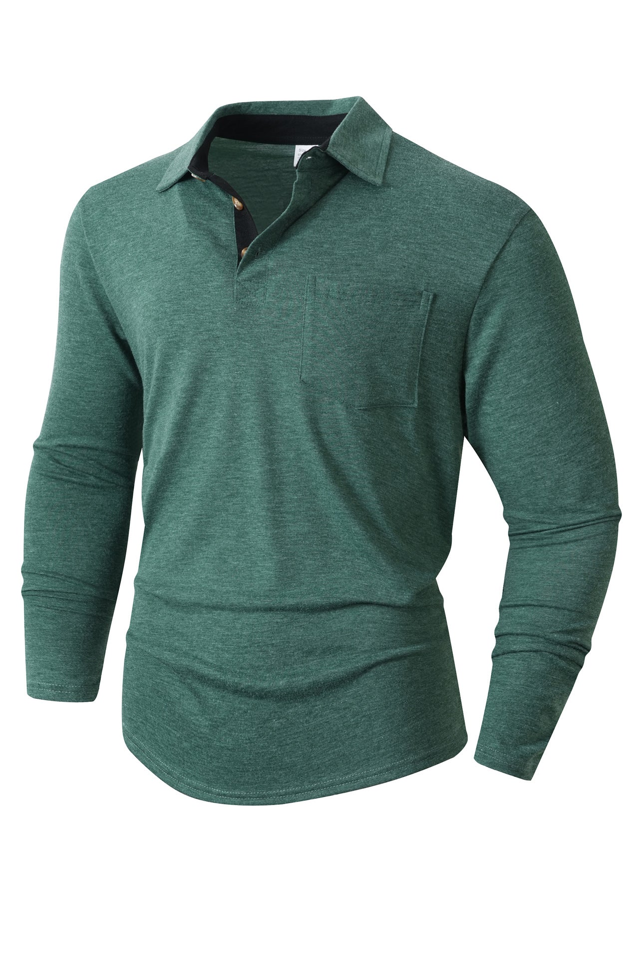 Herren elegantes Langarm Poloshirt mit modernem Kragen und leichtem Stretch Krohn-e