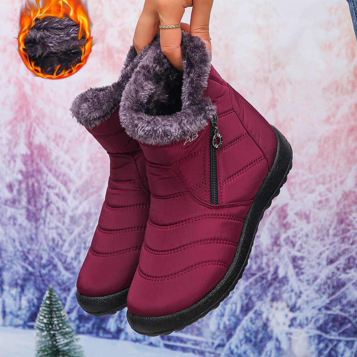 Damen Thermo-Winterstiefel mit kuscheligem Innenfutter und seitlichem Reißverschluss Krohn-e