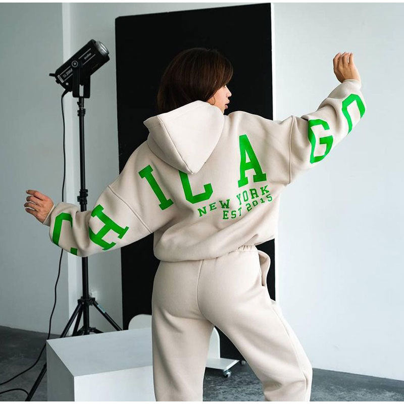 Damen Lässiger Oversize-Sweatanzug mit Kapuze und elastischem Bund Krohn-e