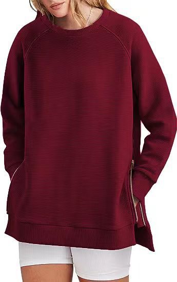 Damen lässiger Sweatshirt mit Seitentaschen und Reißverschluss Krohn-e