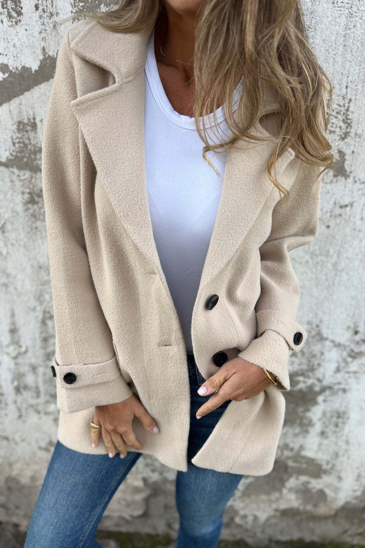 Krohn-e | Lockerer Revers Falsche Taschen Strickjacke Mantel
