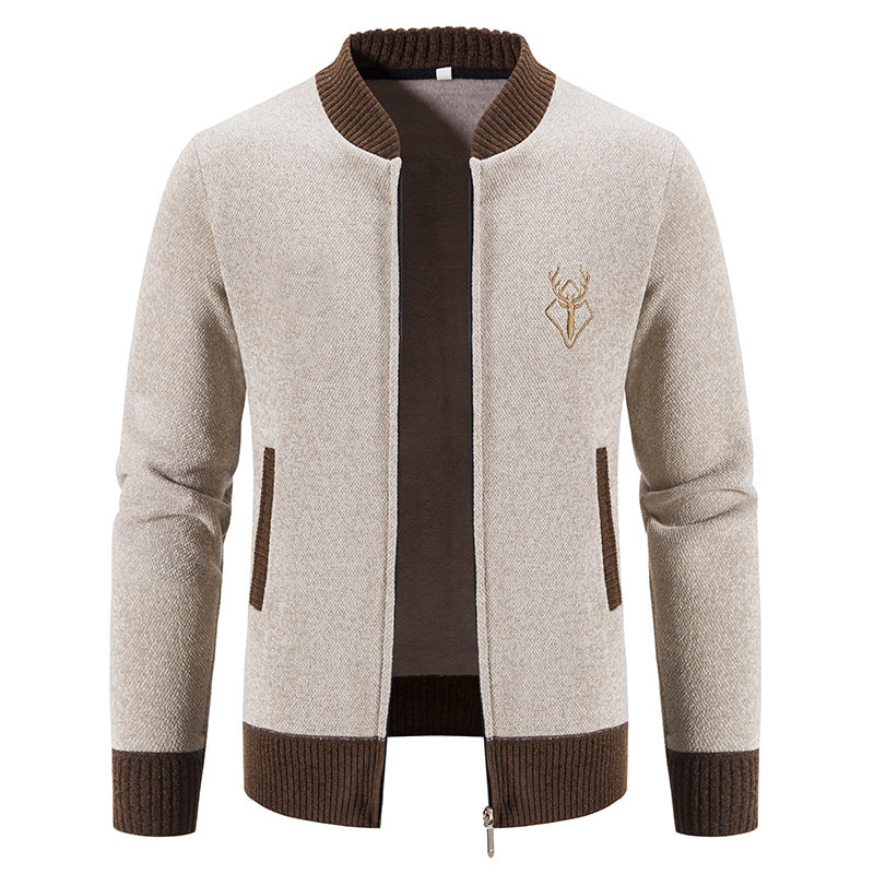 Herren modische Strickjacke mit Reißverschluss und hohem Kragen Krohn-e