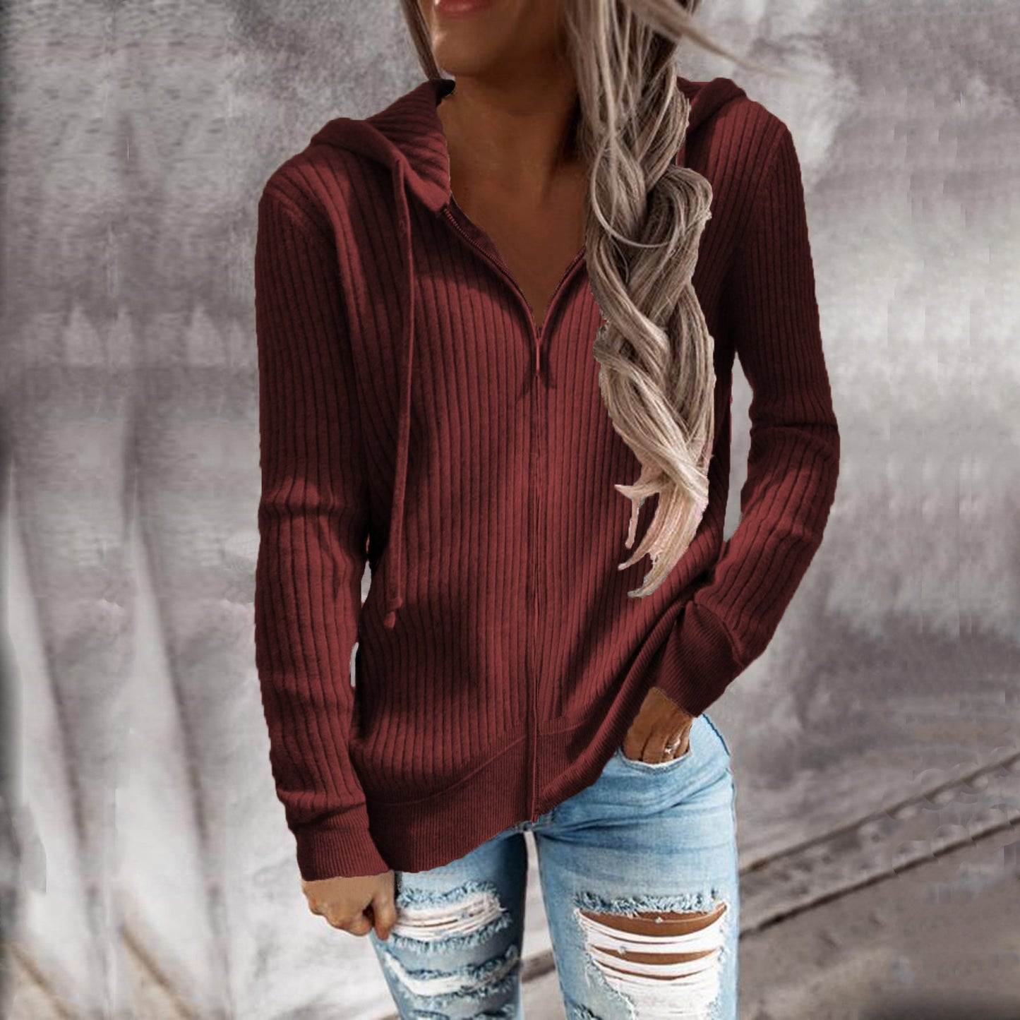 Damen Kapuzenjacke aus strukturiertem Material mit praktischen Taschen Krohn-e
