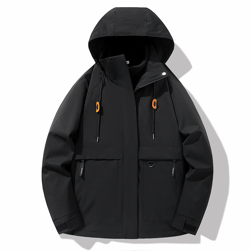 Herren wetterfeste Outdoor-Jacke mit verstellbarer Kapuze und praktischen Taschen Krohn-e