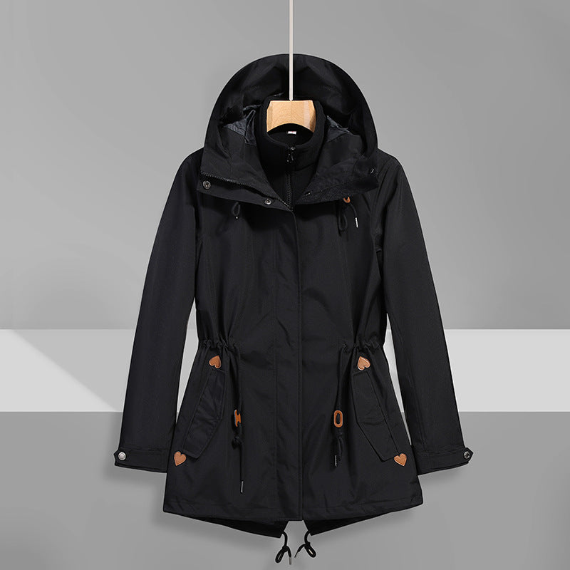Damen wasserfeste Übergangsjacke mit verstellbarem Kapuzensystem und praktischen Taschen Krohn-e