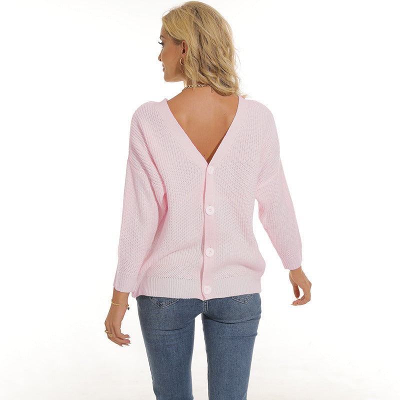 Damen Strickjacke mit tiefem V-Ausschnitt und Knopfleiste Krohn-e