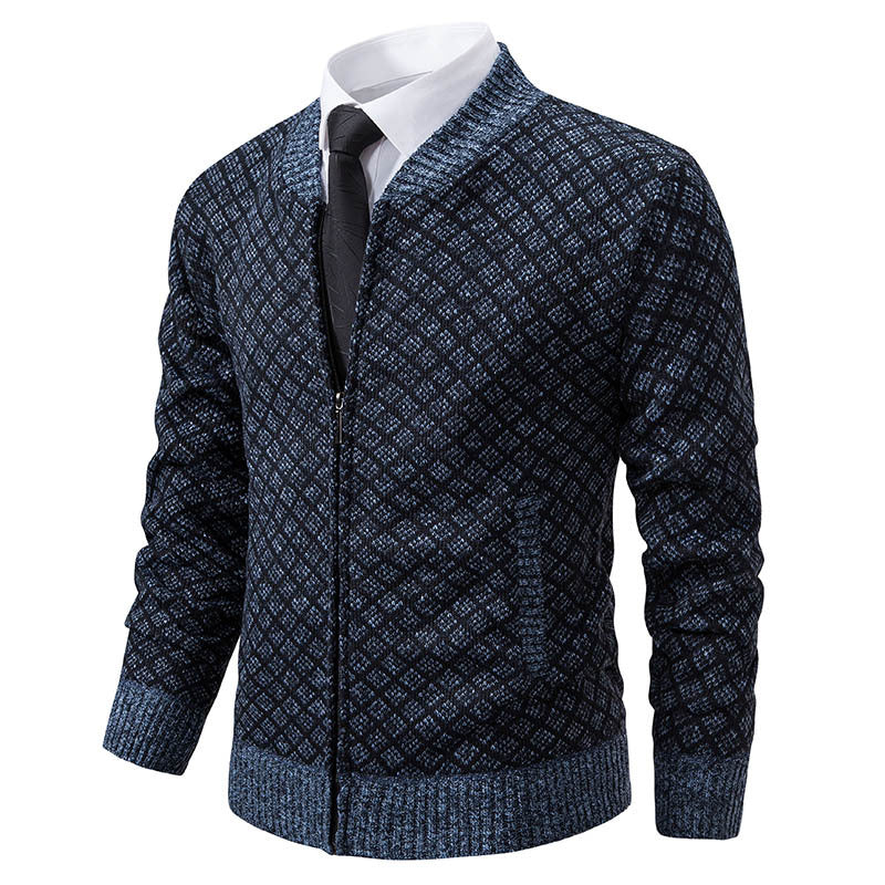 Herren Strickjacke mit modernem Zippverschluss und strukturiertem Design Krohn-e