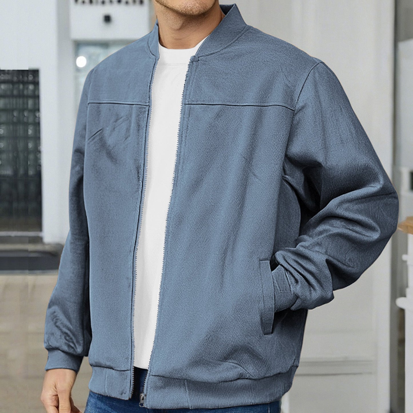 Herren moderne Bomberjacke mit bequemen Bündchen und Reißverschluss Krohn-e