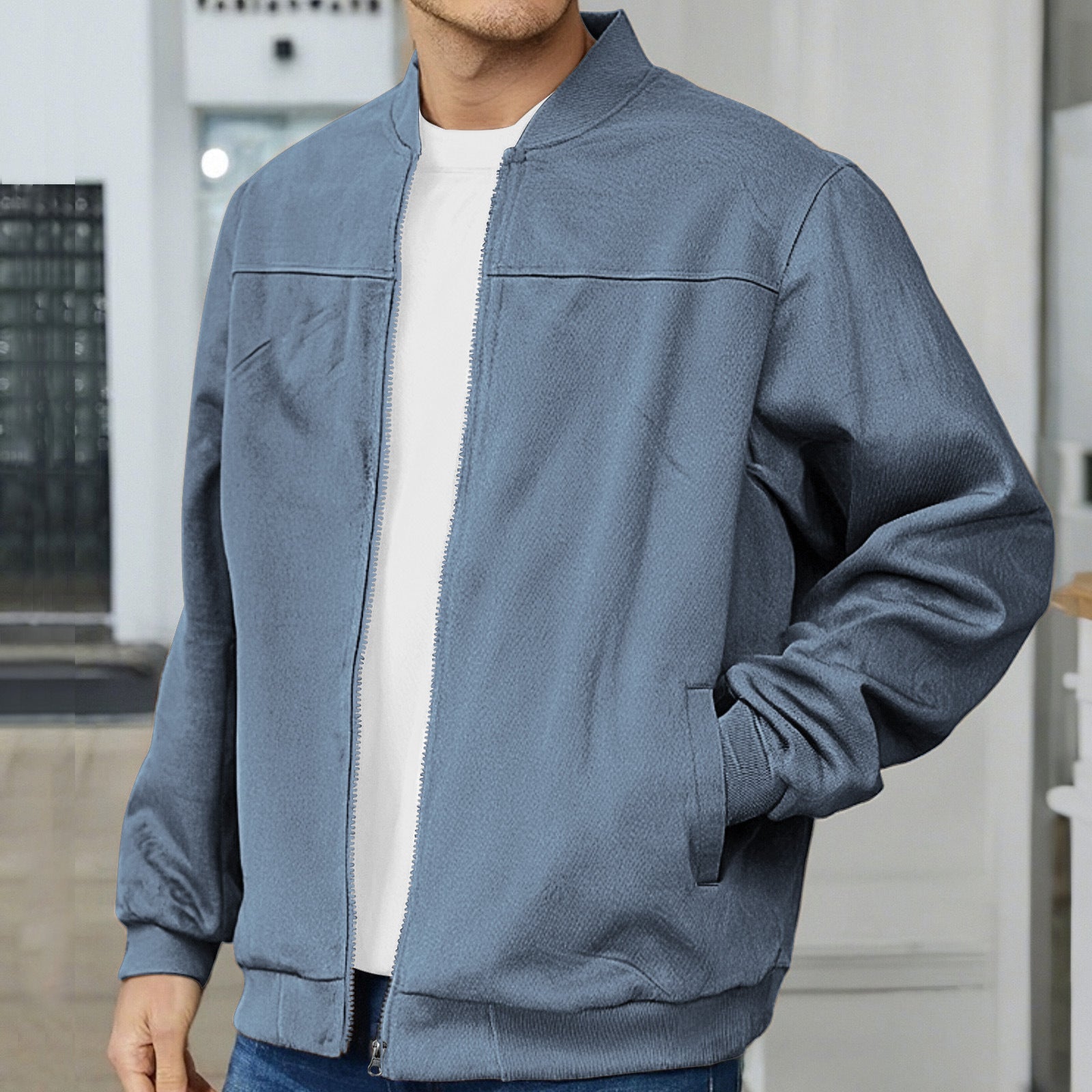 Herren moderne Bomberjacke mit bequemen Bündchen und Reißverschluss Krohn-e