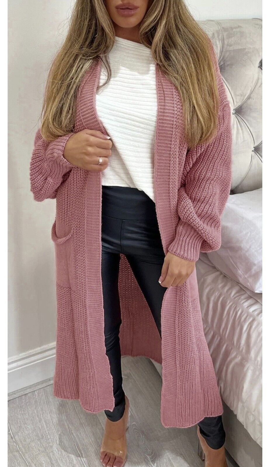 Damen Langstrickjacke mit grober Maschenstruktur und praktischen Taschen Krohn-e