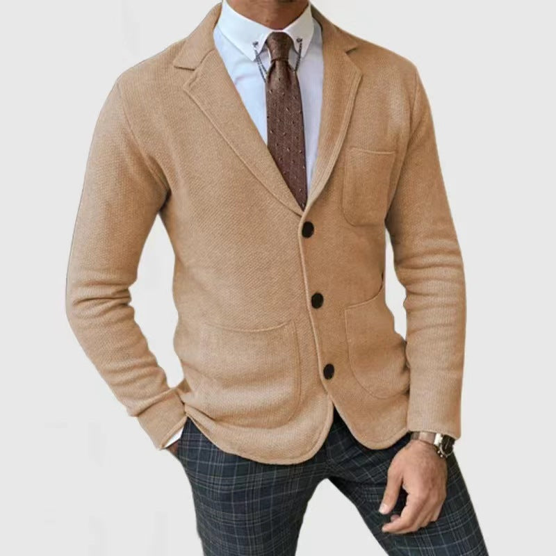 Herren Strickblazerjacke mit hohen Taschen und eleganter Knopfleiste Krohn-e