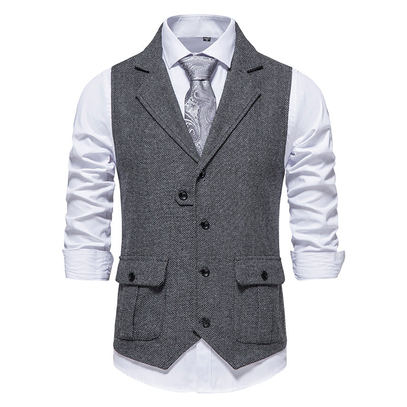 Herren Anzugweste aus hochwertigem Herringbone-Stoff Krohn-e