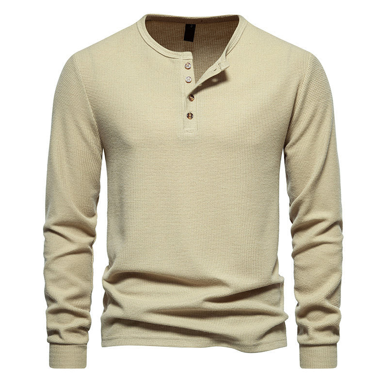 Herren Langarmshirt mit Knopfleiste und strukturiertem Design Krohn-e