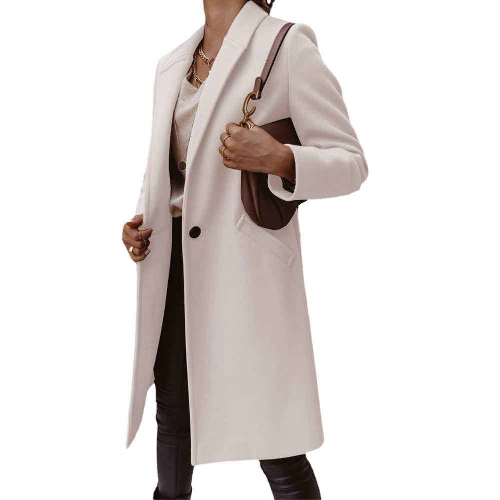 Damen Eleganter Wollmantel mit schmaler Silhouette und praktischen Taschen Krohn-e