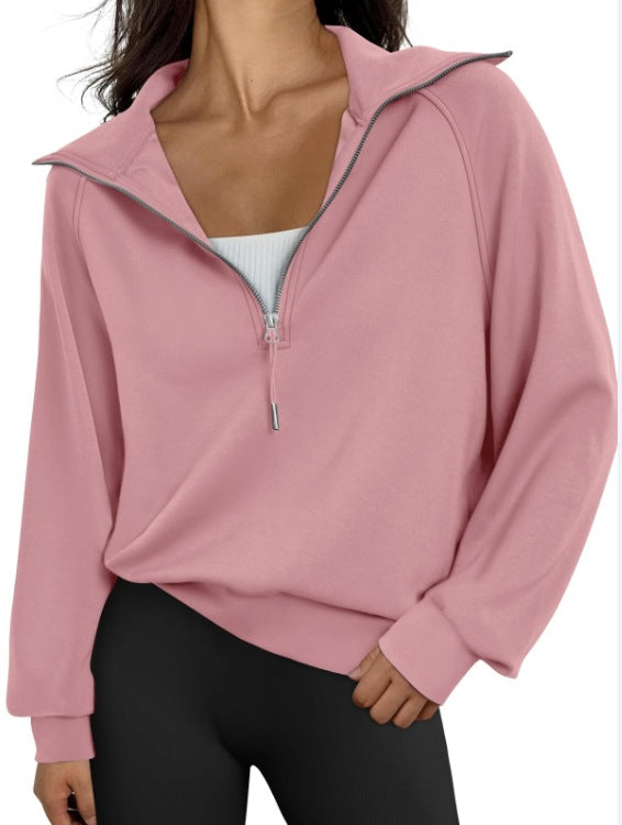 Damen lässiger Sweatpullover mit hohem Kragen und Reißverschluss Krohn-e