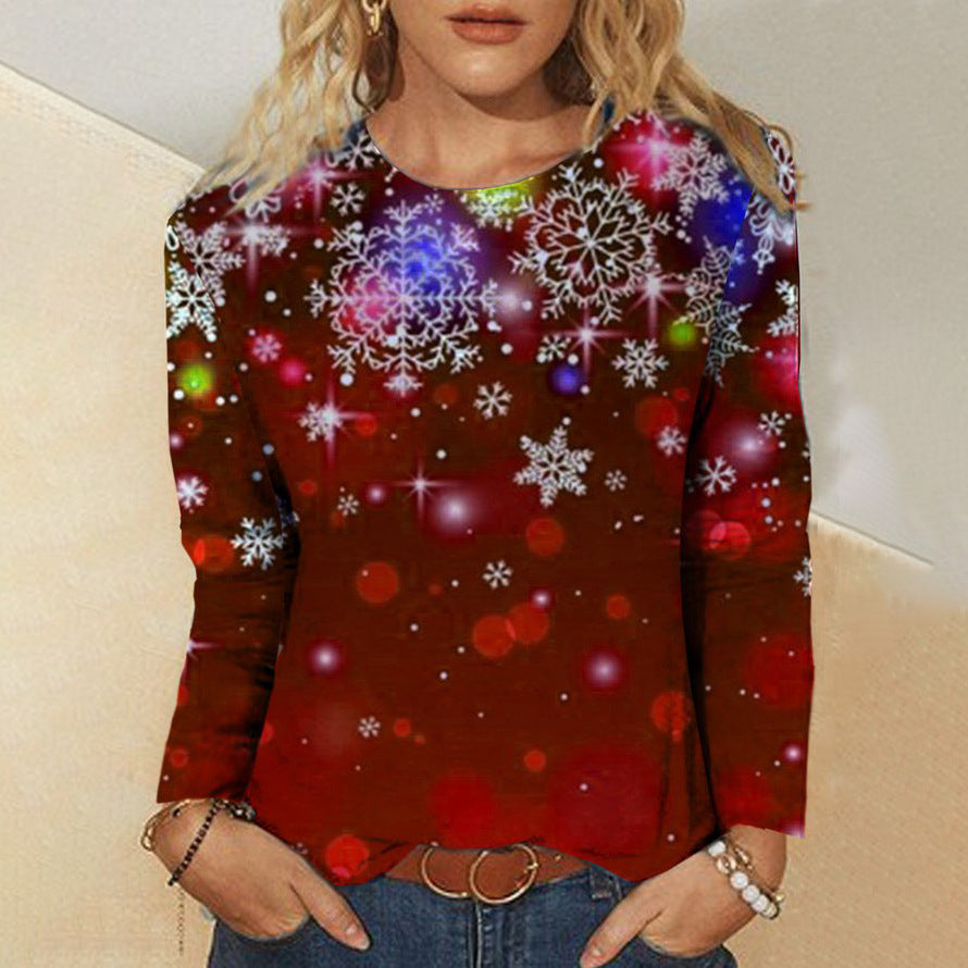 Fudus | Einfaches bedrucktes Langarm-Shirt mit Rundhals-Ausschnitt