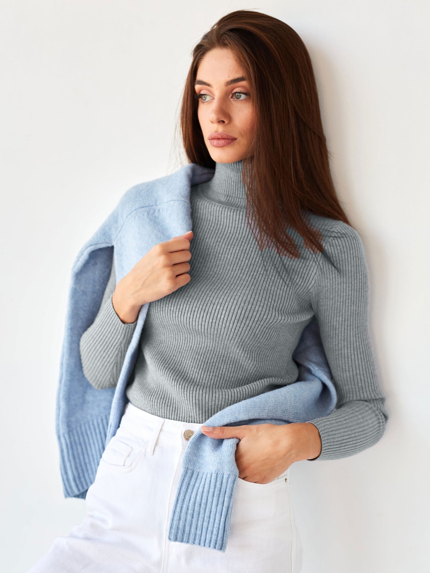 Damen Rollkragenpullover mit geripptem Design und lässigem Schnitt Krohn-e