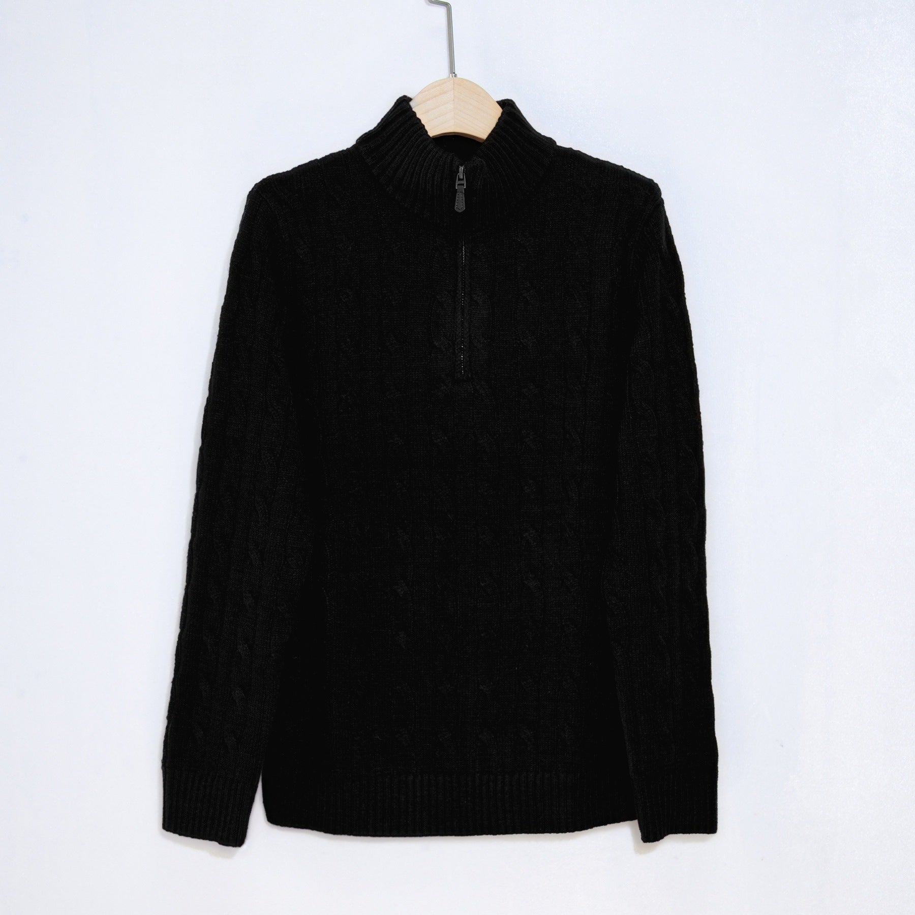 Herren eleganter Strickpullover mit halbem Reißverschluss und Zopfstrickmuster Krohn-e