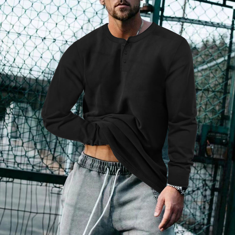 Herren Langarm-Henley-Shirt mit klassischem Knopfleisten-Design und weichem Baumwollmix Krohn-e