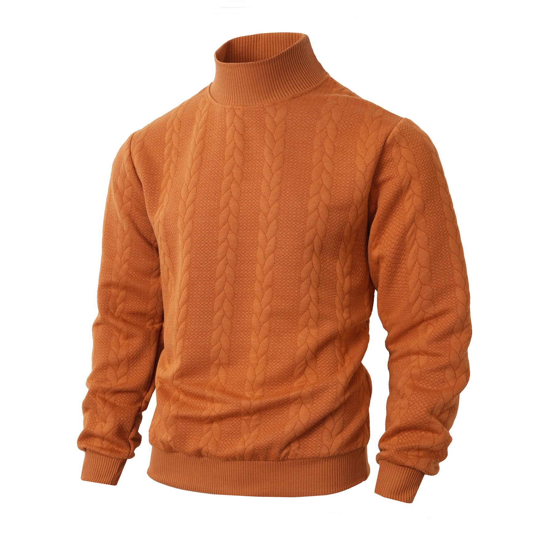 Herren modischer Strickpullover mit hohem Kragen und Zopfmuster Krohn-e