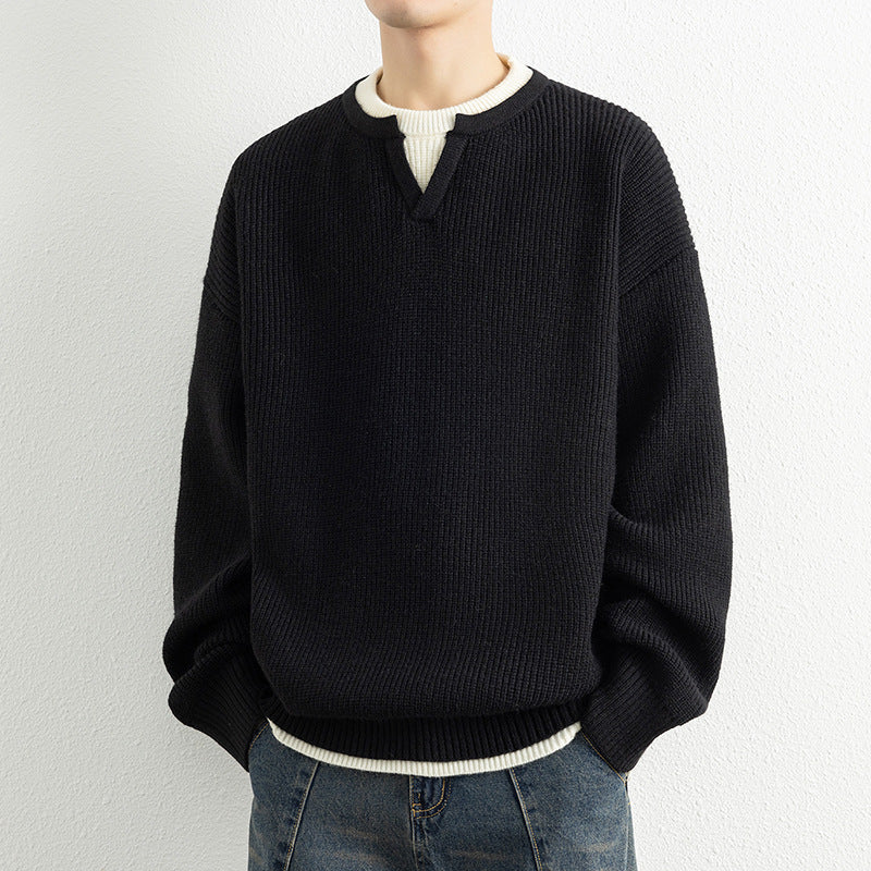 Herren Strickpullover mit V-Ausschnitt und strukturiertem Design Krohn-e