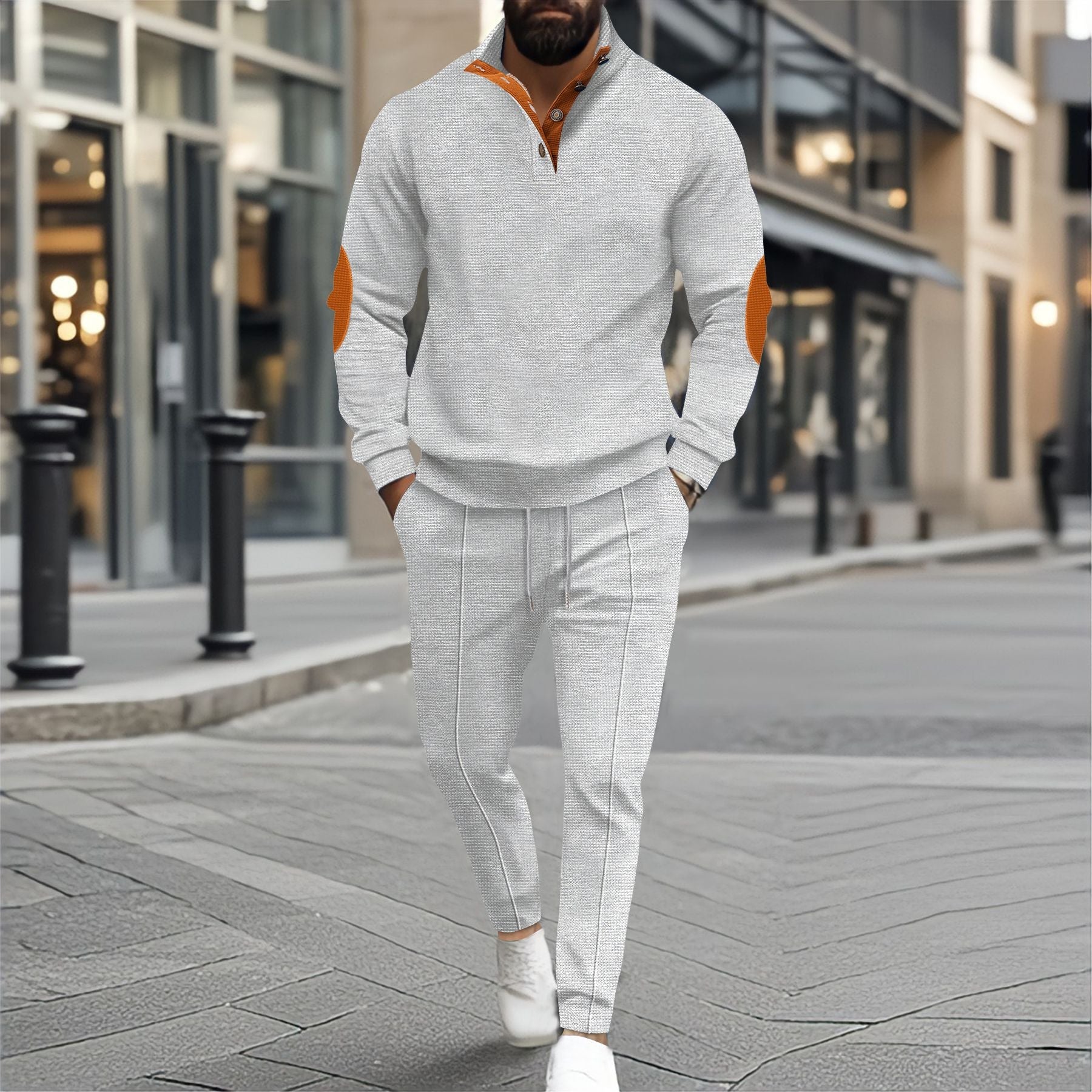 Herren sportliches Freizeitpullover- und Jogginghose-Set mit strukturierter Optik Krohn-e