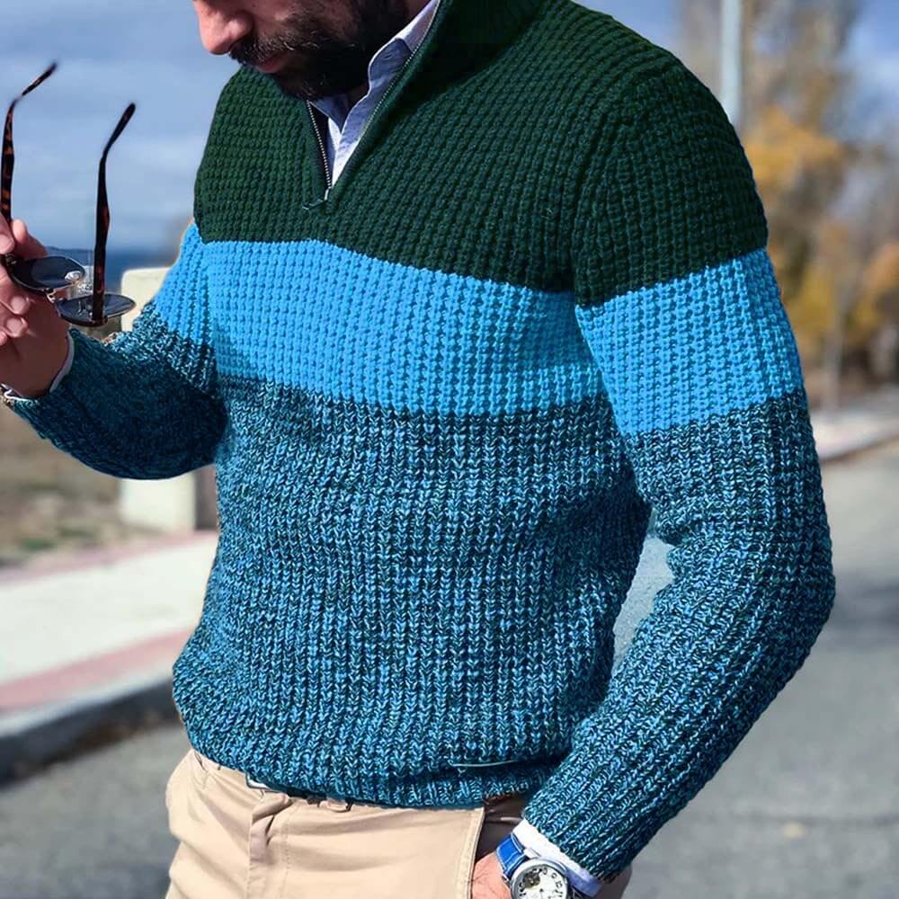 Krohn-e | Gestrickter Pullover mit Blockfarben Acryl Warm und Modern