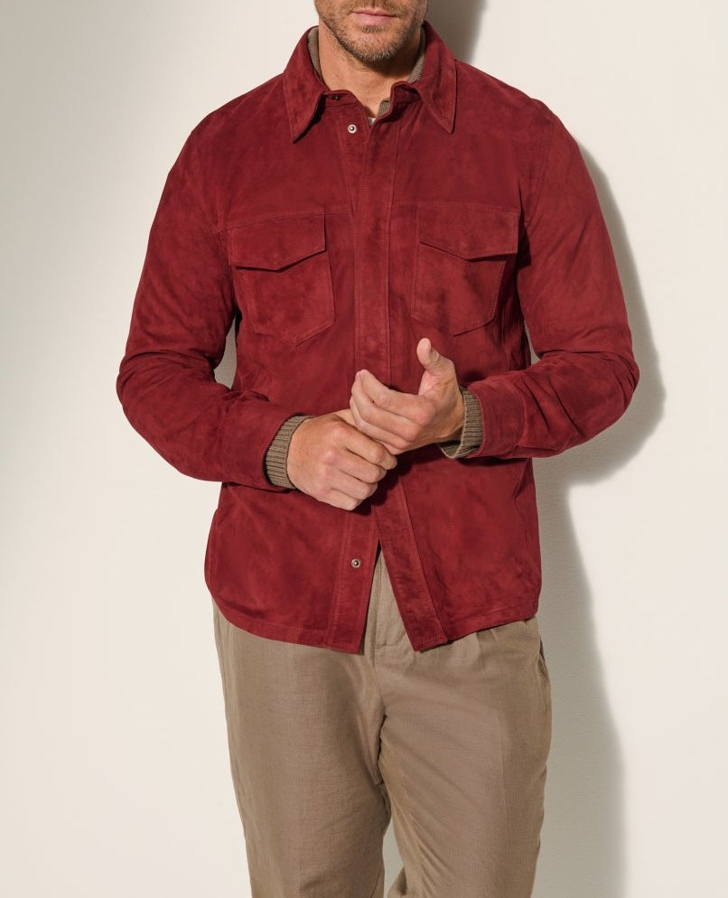 Herren Suede Jacke mit zwei aufgesetzten Taschen und modernem Schnitt Krohn-e