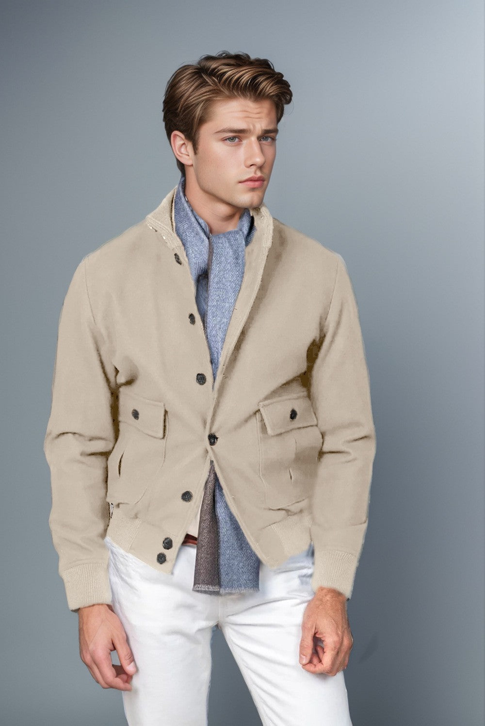 Herren lässige und strukturierte Baumwolljacke mit praktischen Taschen Krohn-e