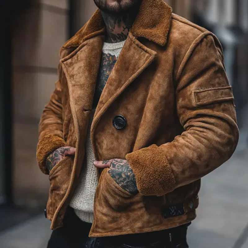 Herren lässige Wildlederjacke mit weichem Innenfutter Krohn-e