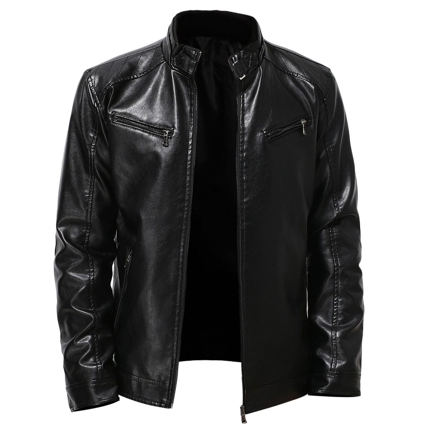 Herren stylische Motorradjacke mit asymmetrischem Reißverschluss und hochwertigen Details Krohn-e
