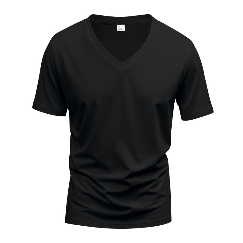 Herren V-Ausschnitt T-Shirt aus atmungsaktivem Baumwollmix mit modernem Schnitt Krohn-e