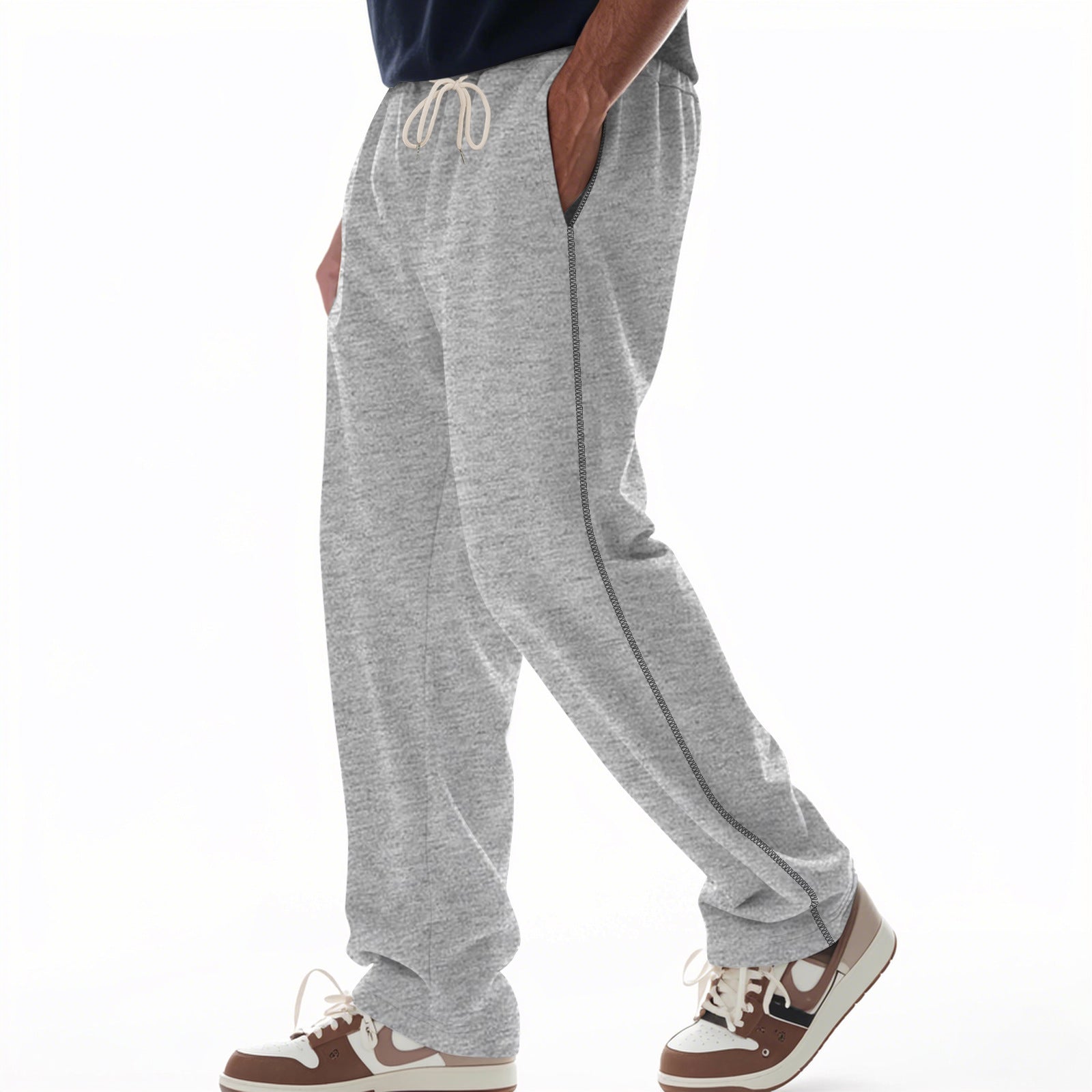 Herren bequeme Jogginghose mit Reißverschluss und seitlichen Taschen Krohn-e