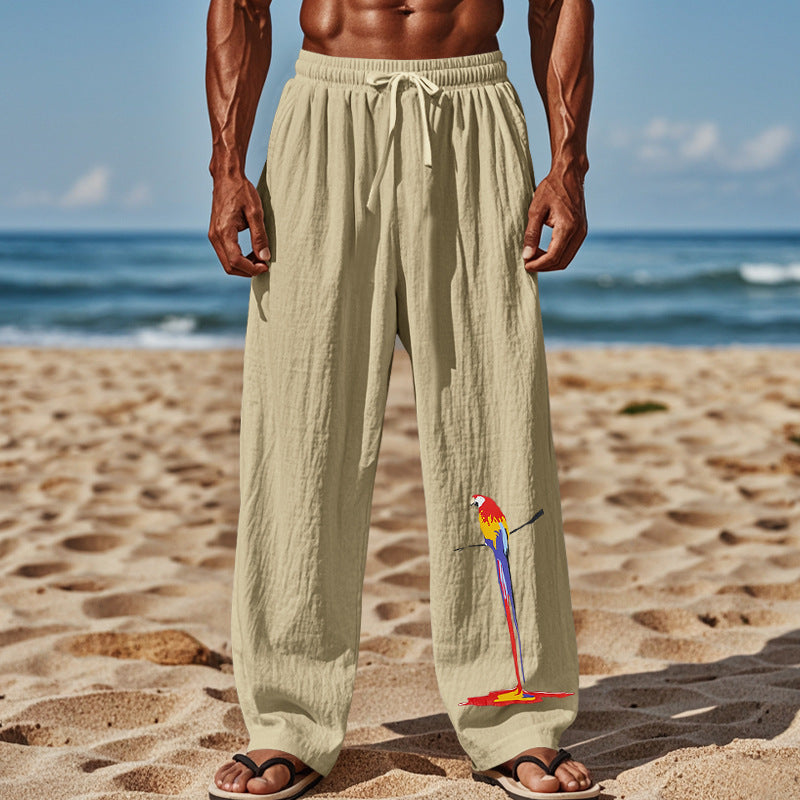 Herren Strandhose aus leichtem, atmungsaktivem Gewebe mit buntem Print Krohn-e