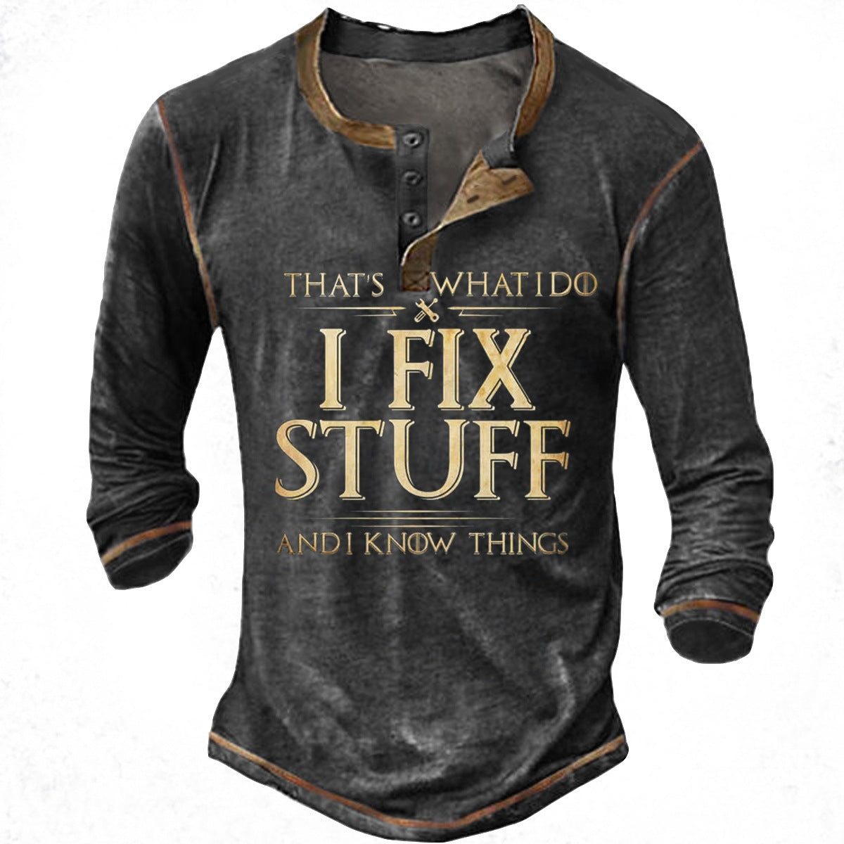 Herren lässiges Langarmshirt mit motivierendem Druck Krohn-e