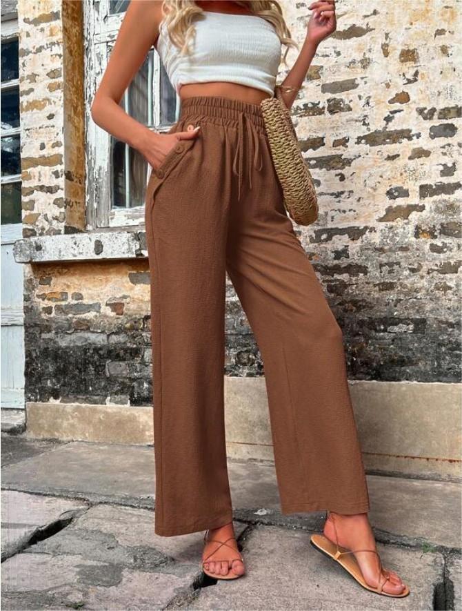 Damen Elegante Freizeit-Hosen mit elastischem Bund und seitlichen Taschen Krohn-e