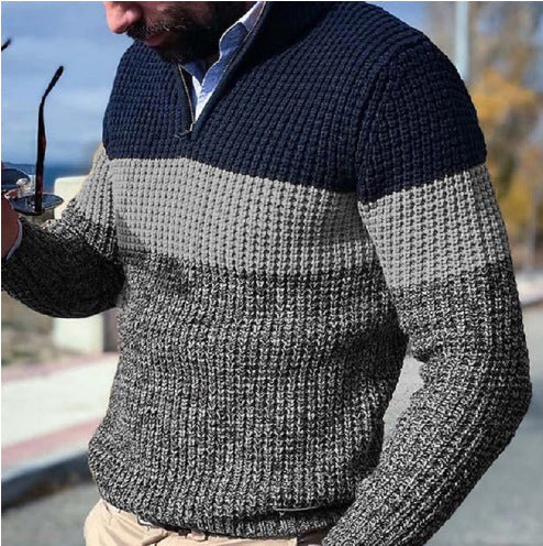 Herren Strickpullover mit strukturierter Oberfläche und halben Reißverschluss Krohn-e