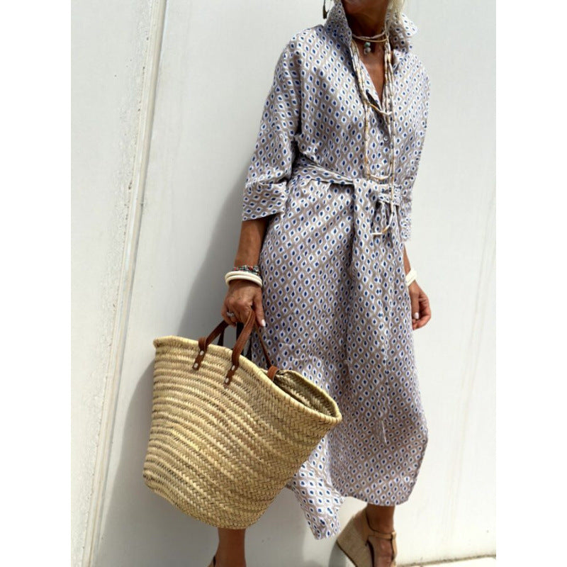 Fudus Kurzarm-Hemdblusenkleid, geteilt, Herbst