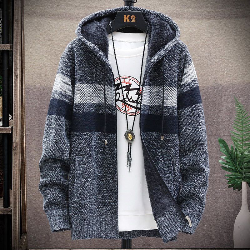 Herren Fleece-Hoodie mit hohem Kragen und Struktur Krohn-e