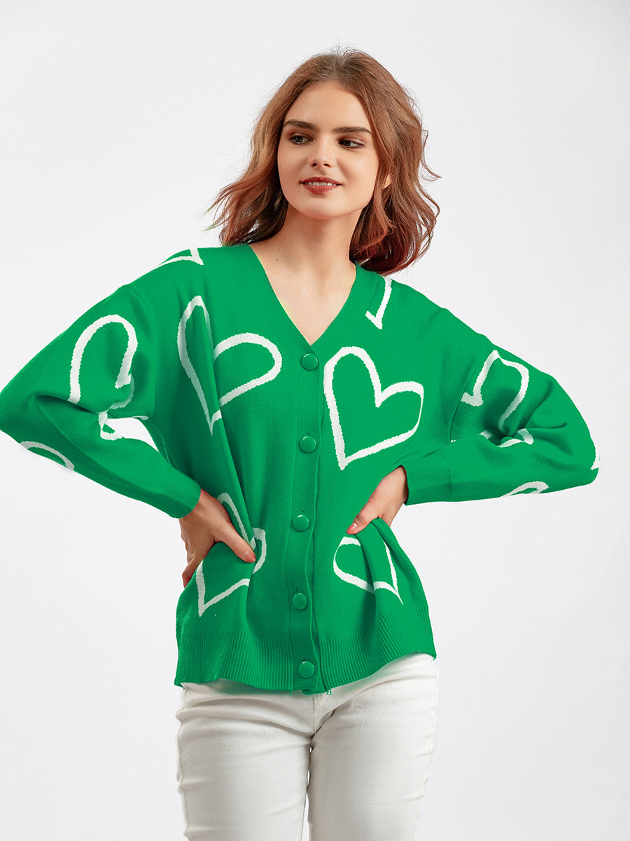 Damen Strickjacke mit Herzmotiv und lockerem Schnitt Krohn-e