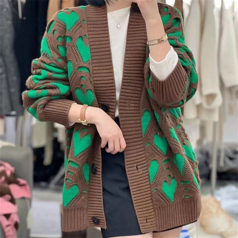 Damen Strickjacke mit Herzmotiv und luxuriösem Schnitt Krohn-e