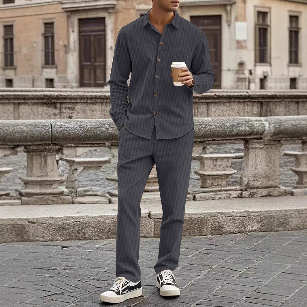 Herren elegantes Freizeitanzug mit stilvollem Hemd und bequemer Hose Krohn-e