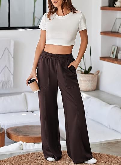 Damen Bequeme und stilvolle Freizeit-Hosen mit elastischem Bund und praktischen Taschen Krohn-e