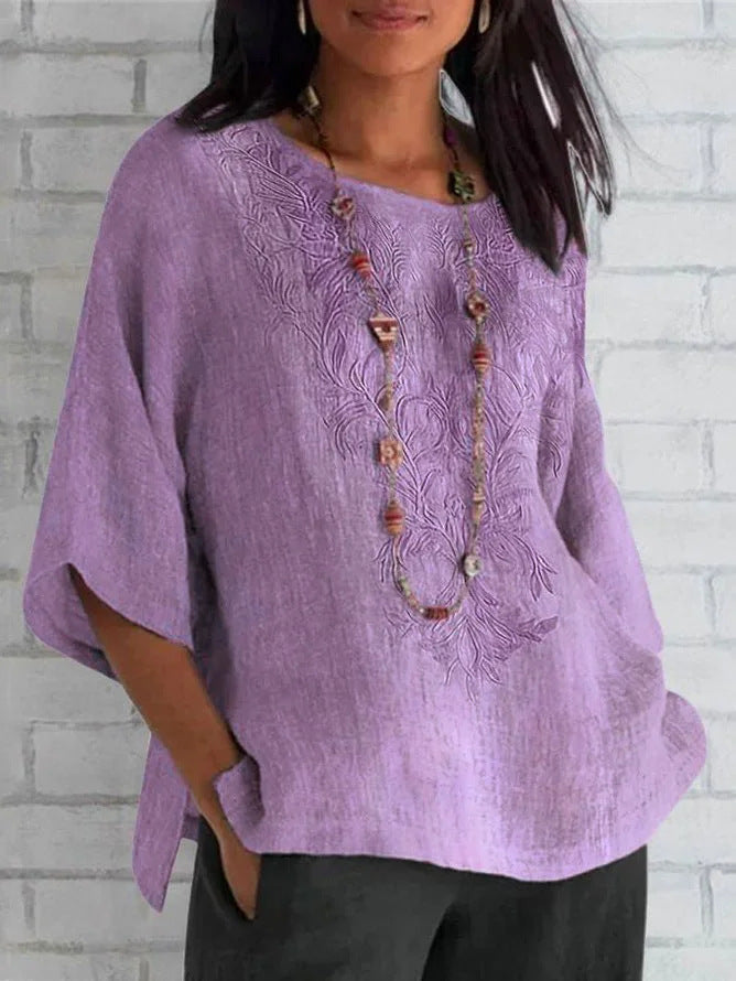 Damen bestickte Leinenbluse Krohn-e