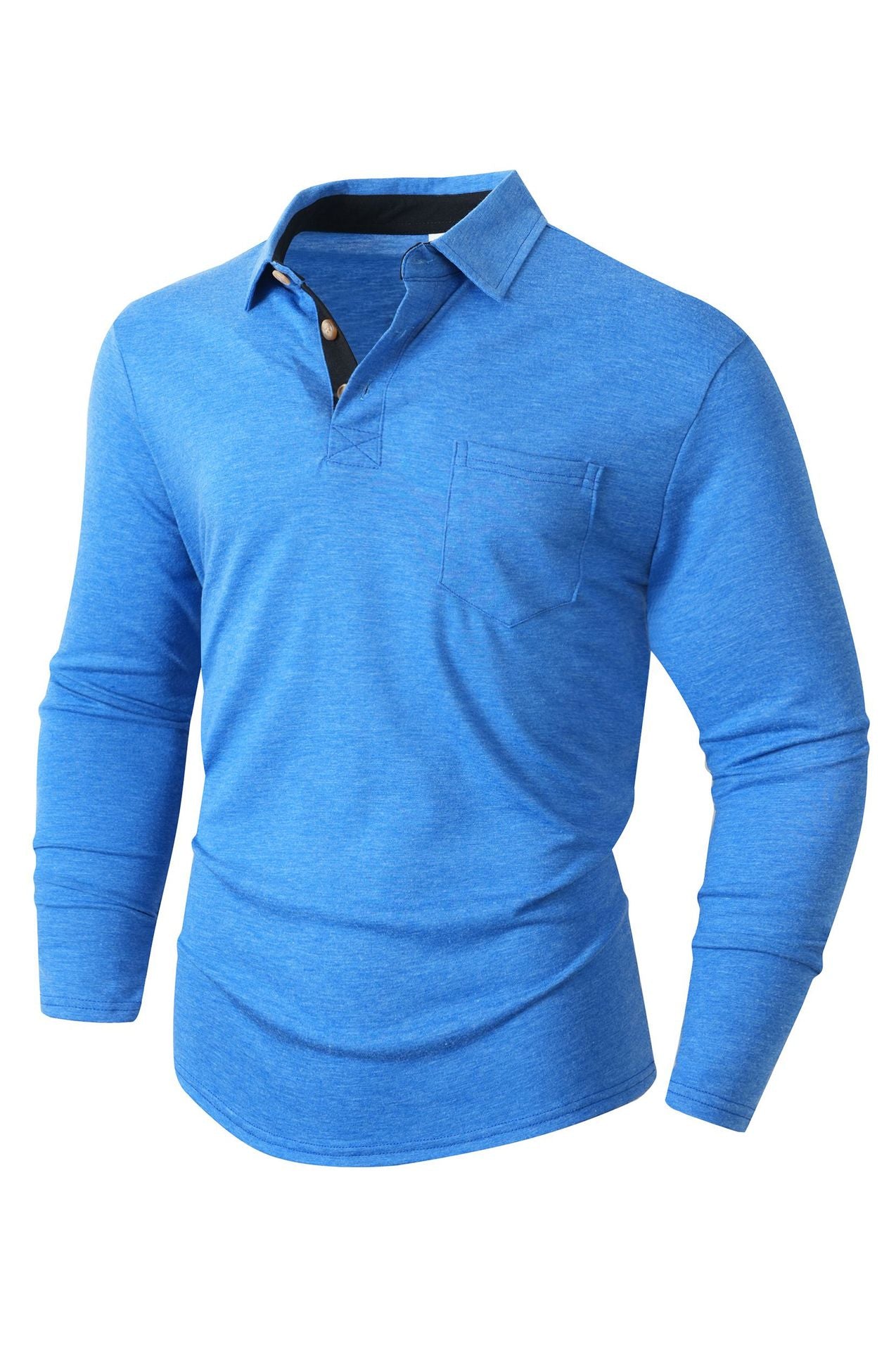 Herren elegantes Langarm Poloshirt mit modernem Kragen und leichtem Stretch Krohn-e